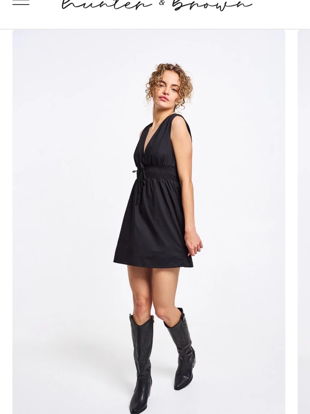 NWT Hunter & Brown V-Neck Sleeveless Mini Dress with Drawstring Waist Sz S